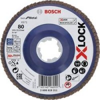 BOSCH slīpripa, lapiņdisks D125 mm; K80, taisns X-LOCK  