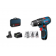 BOSCH GSB 12V-15 smūginis gręžtuvas - suktuvas 1x2/4 Ah + 39 priedai