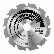 BOSCH ConstructWood zāģa disks 190x2,6 mm T12